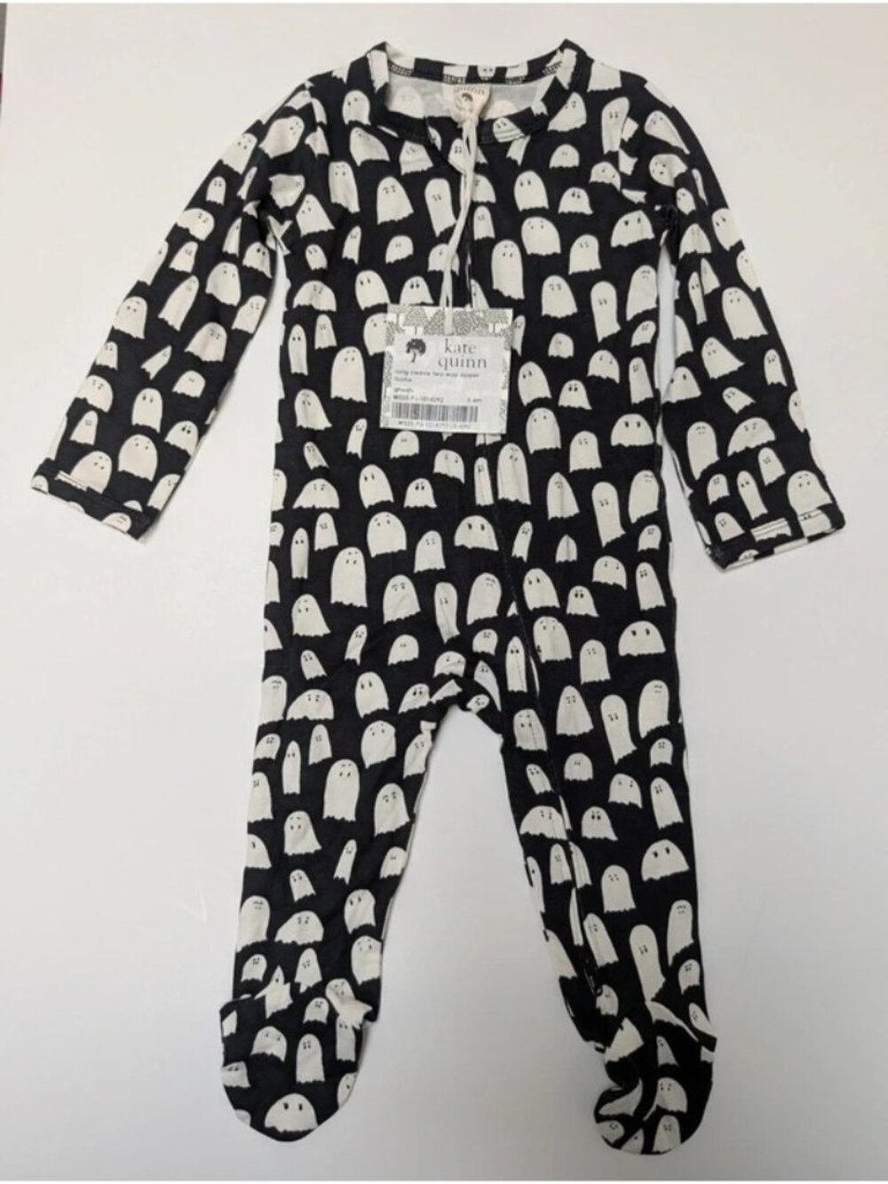 Kate Quinn 3-6 Months Zipper Footie Bamboo Ghosts Spooky Halloween